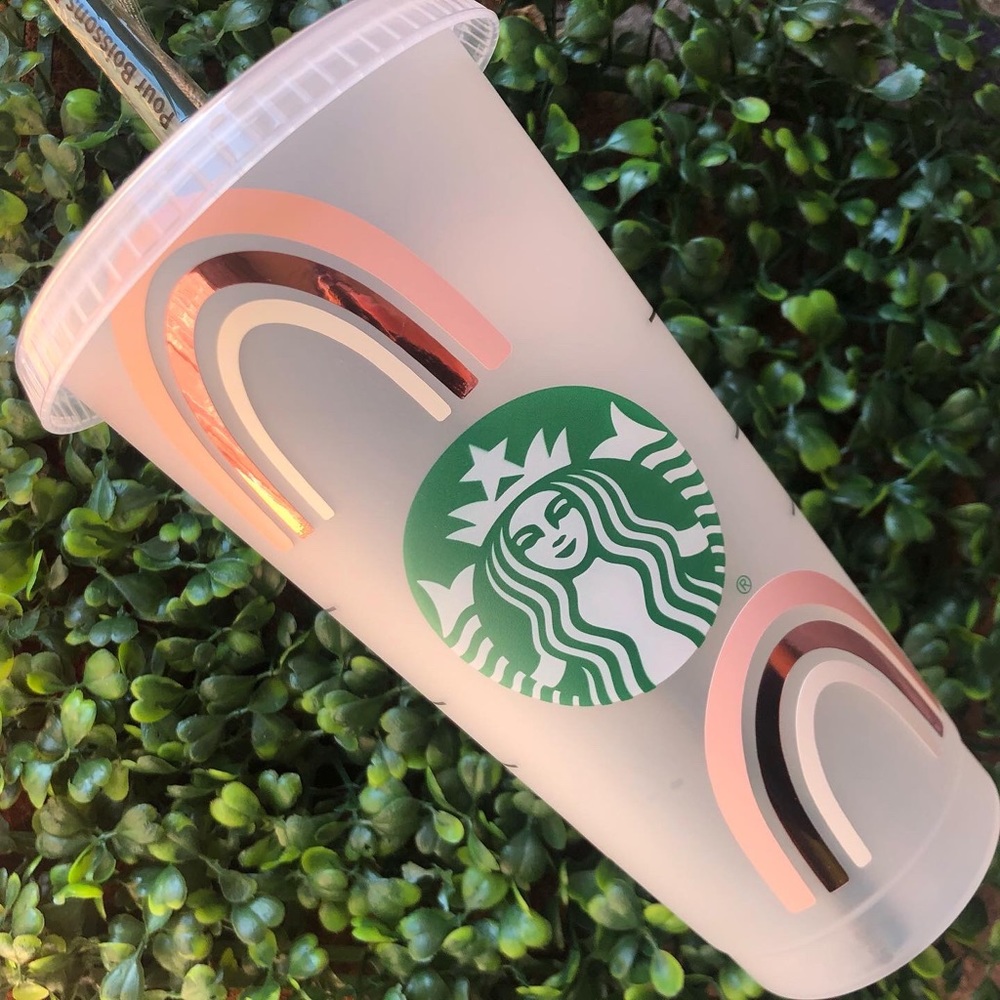 Boho rainbows Starbucks reusable cold cup custom